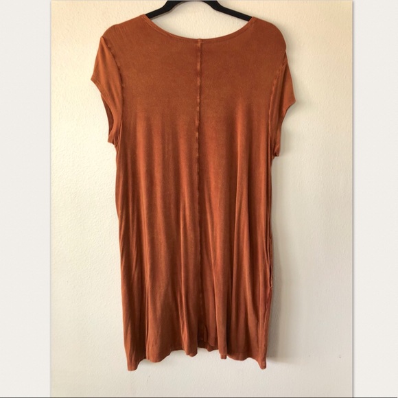 RVCA Rust Orange Distressed Shift Dress Size 10 - Picture 3 of 7